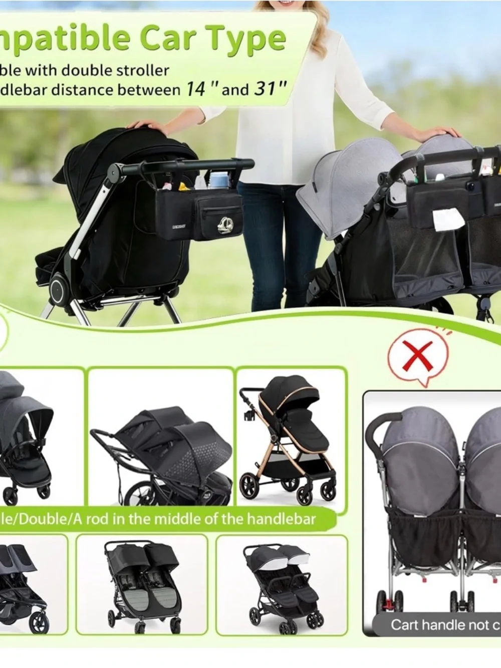 Mido Black Multi-Pocket Stroller Organizer